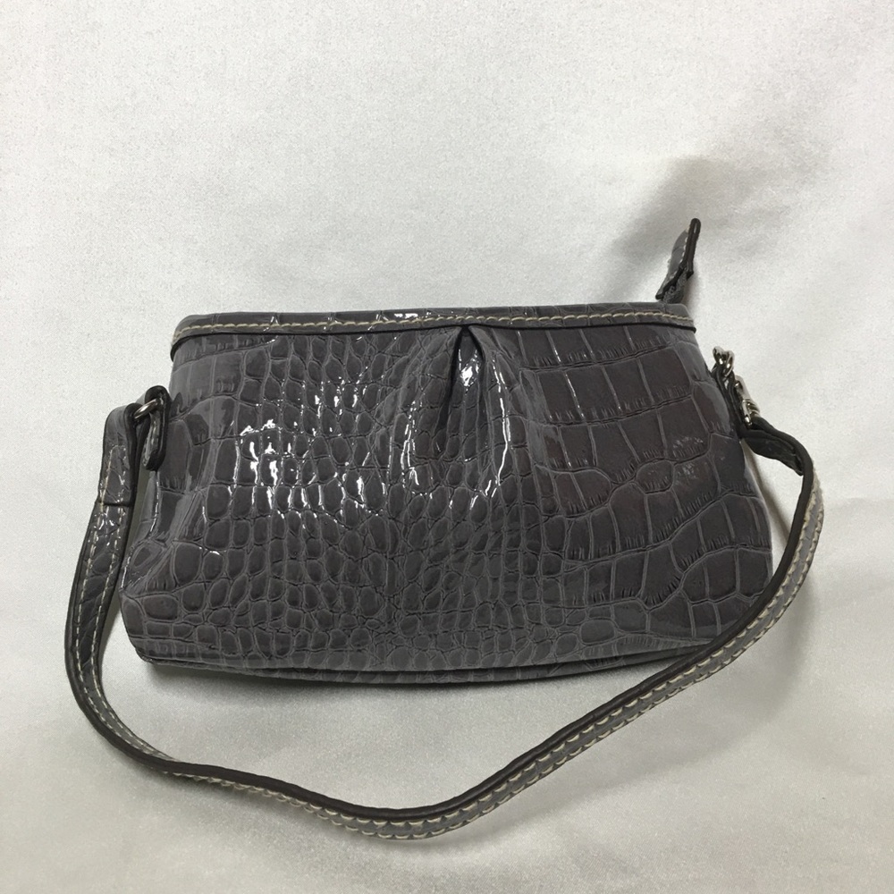 Liz Claiborne mini gray patent leather purse